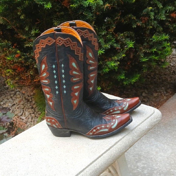 Old Gringo Shoes - Old Gringo Women's Monarca Boot     Intricate Stitching GUC. size 9